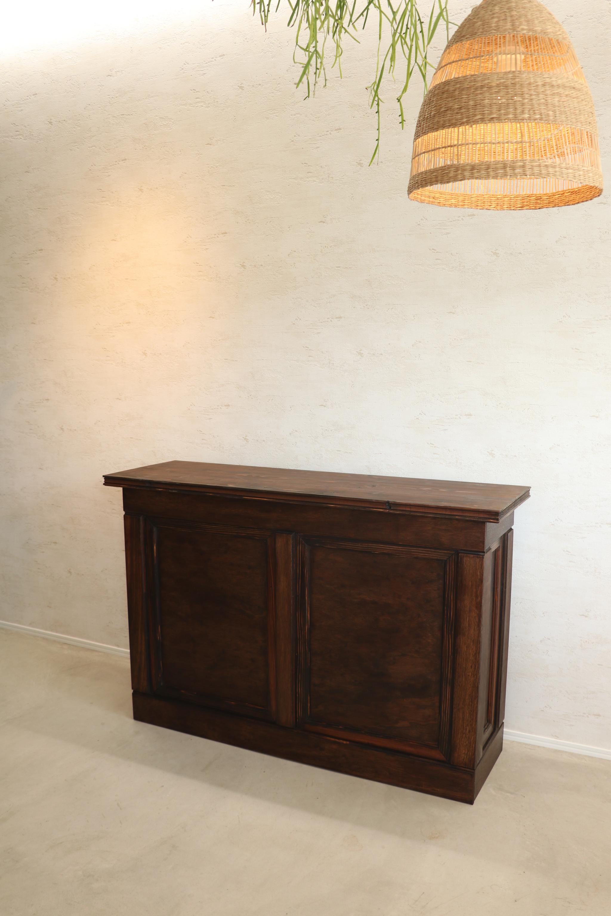 折畳みアンティークカウンター 折りたたみテーブル レジ台 キャッシャー 受付 ディスプレイ 店舗什器 マルシェ | 2枚目